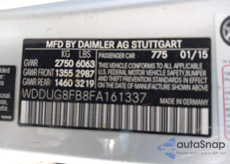 2015 Mercedes-Benz S 550 4Matic из США, поврежденный, VIN WDDUG8FB8FA161337